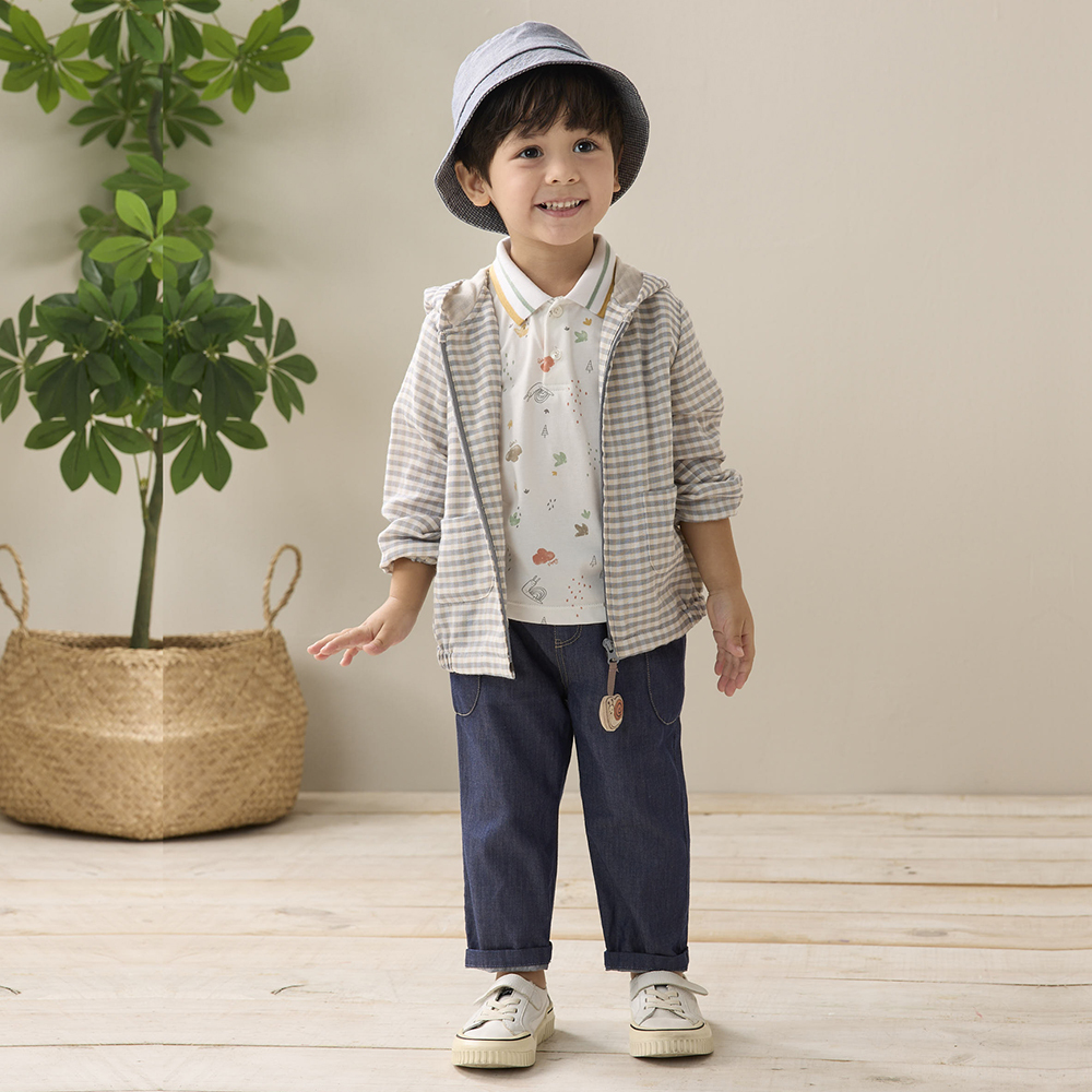 PIPPY 可愛立體小蝸牛吊飾鬆緊褲圍長褲 藍