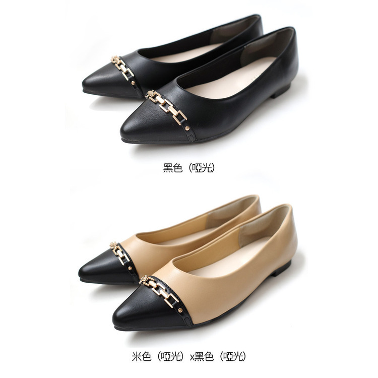 優雅尖頭金屬細鏈條平底鞋 健步如飛 【CX3049】