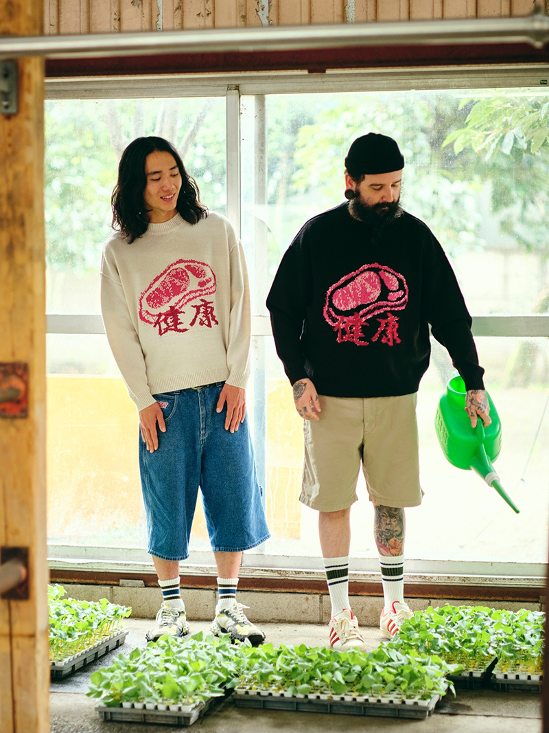 [SAU and Healthy] Steak Jacquard Knit Top- Beige