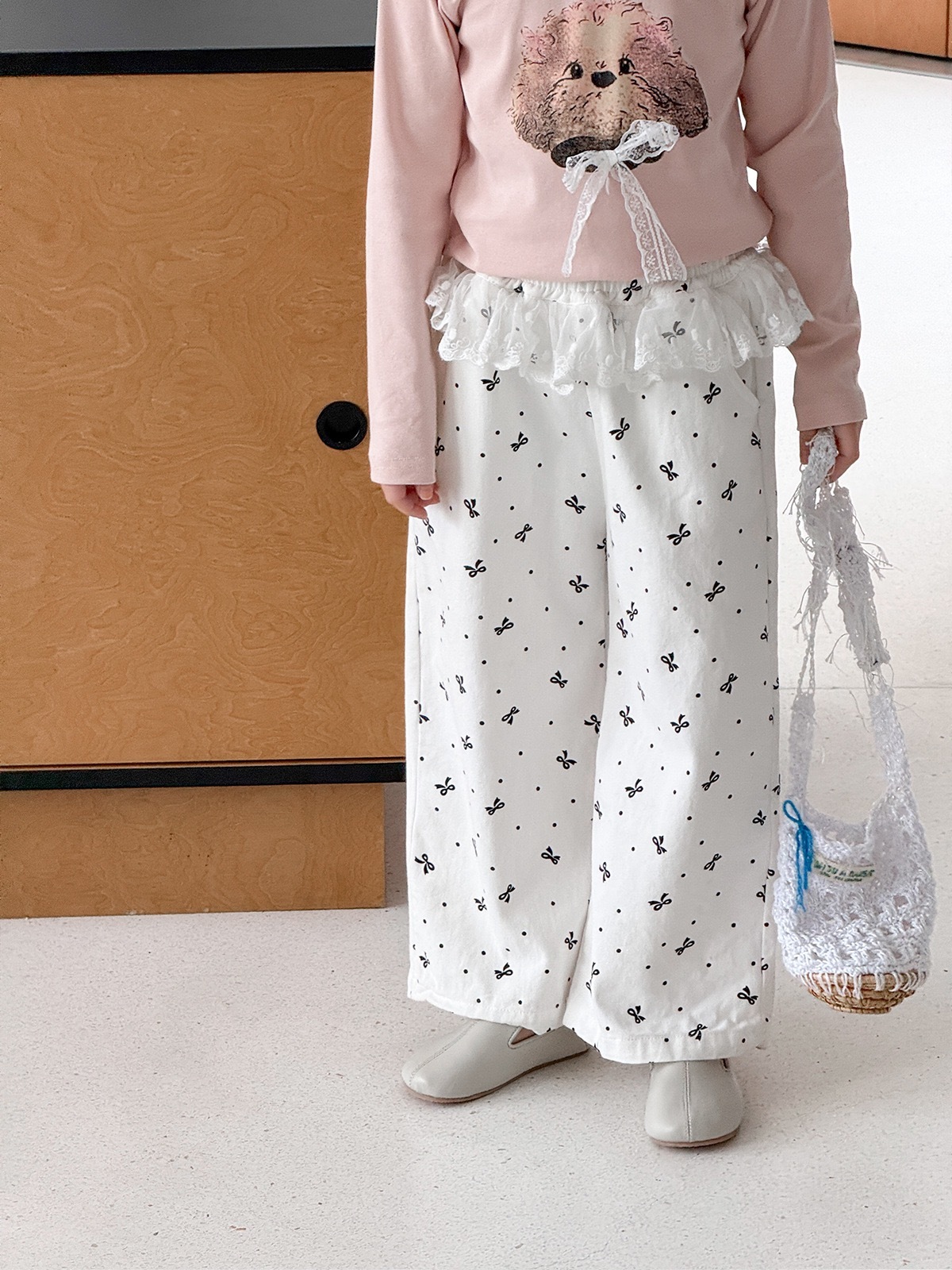 蕾絲拼接蝴蝶結褲