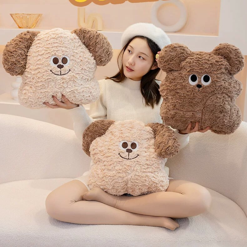 《5573》可愛捲毛大眼小狗小熊抱枕玩偶