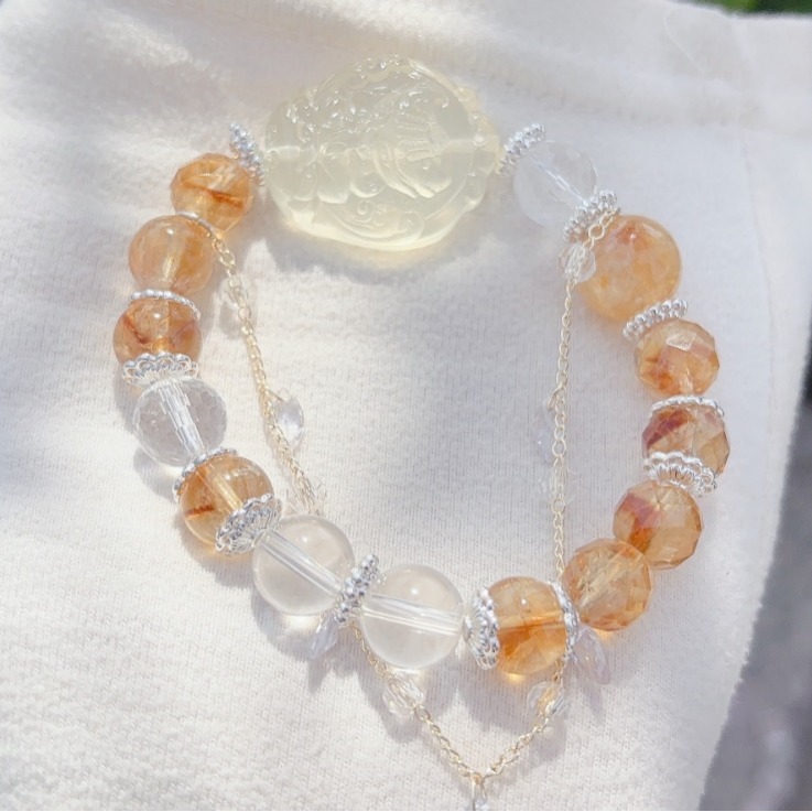 【狐仙】黃塔晶(黃阿賽)+黃水晶修仙九尾狐水晶手鍊