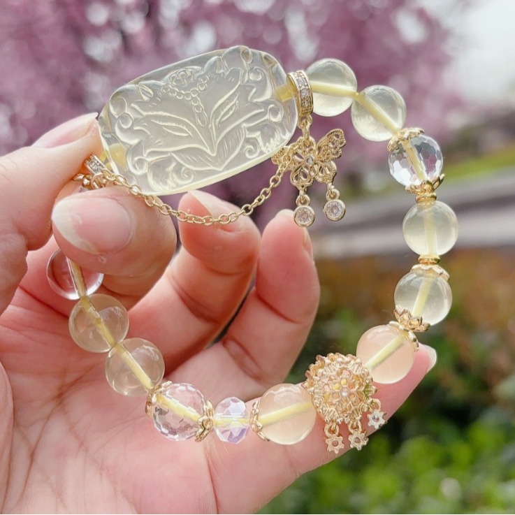 【狐仙】天然黃水晶九尾狐手排手串水晶手鍊