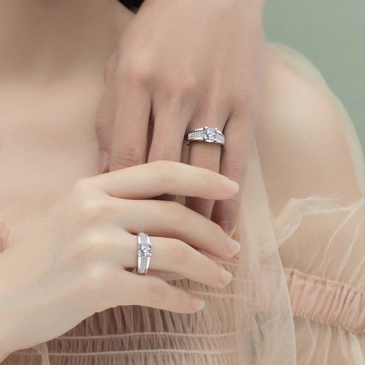 U型輕奢莫桑鑽男女對戒     R1C018