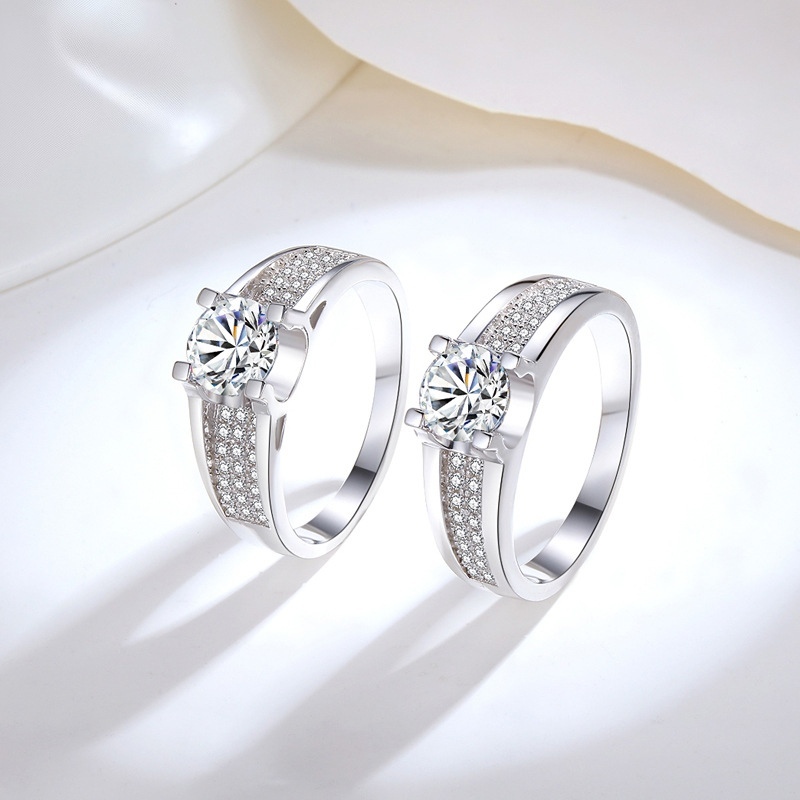 U型輕奢莫桑鑽男女對戒     R1C018