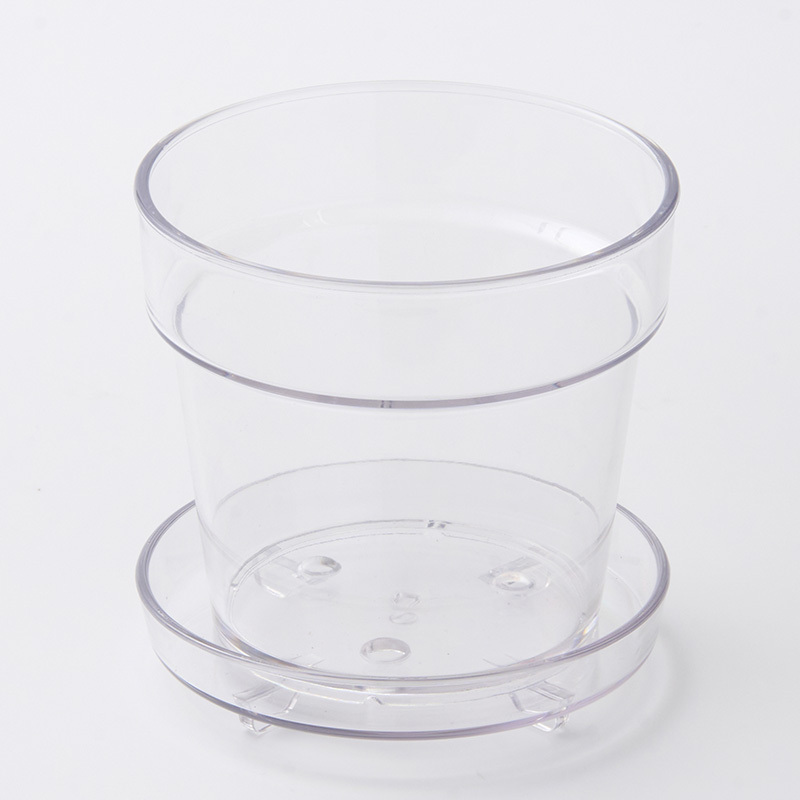 SP 附底盤花盆/透明 12cm