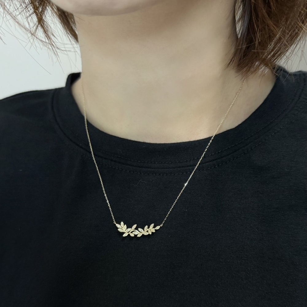 【me.luxe】K10花葉之歌13分鑽石鍊