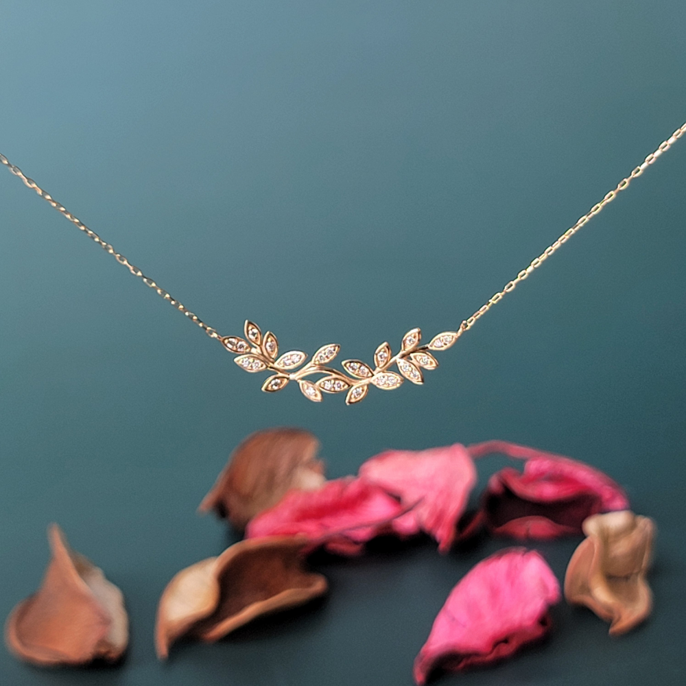 【me.luxe】K10花葉之歌13分鑽石鍊