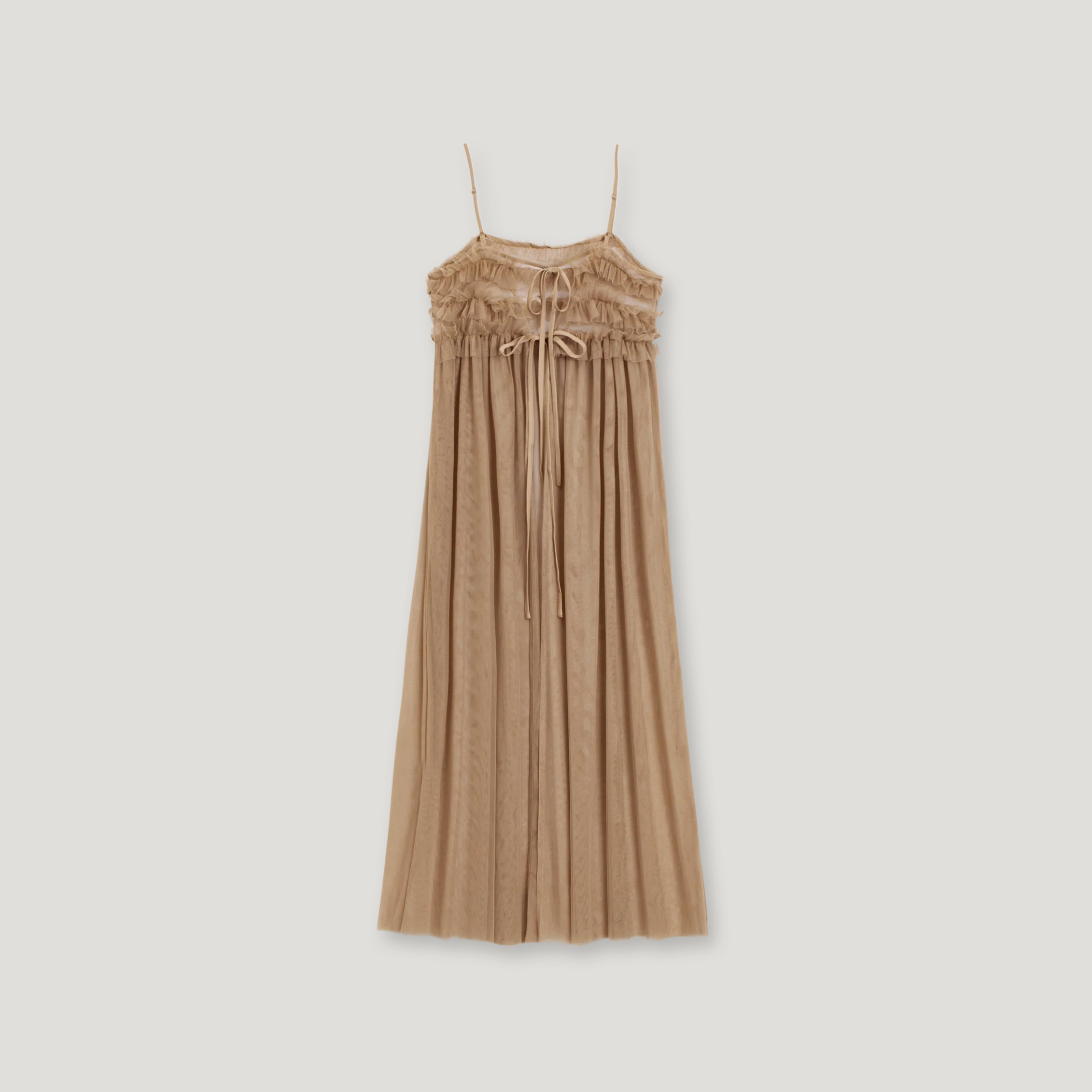 J.P.L. 繫帶縮褶雙層透紗長罩衫 ‹ 2 Way › ╭ 2色 ╮