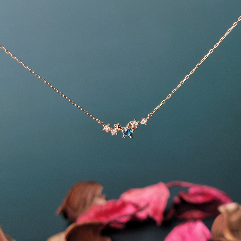 【me.luxe】K10星星藍拓帕鑽石5分鍊