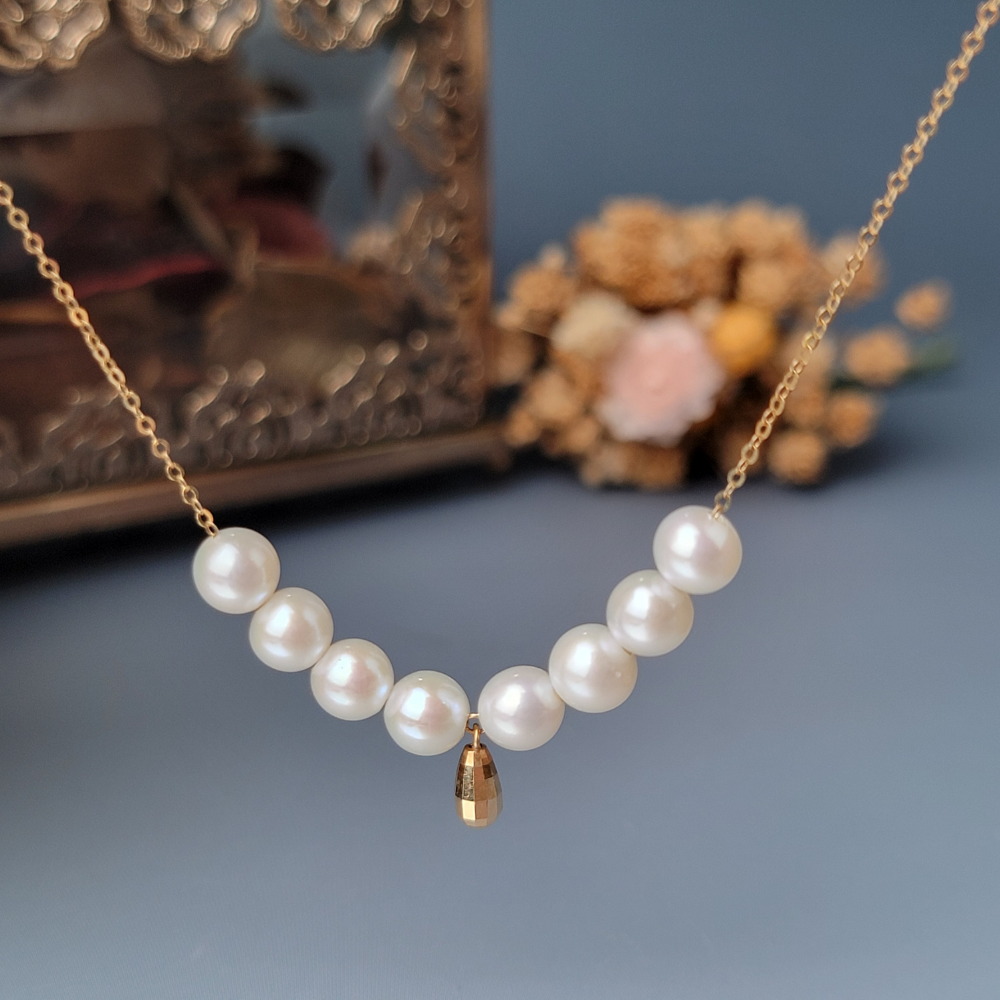 【me.luxe】K18珍珠點點金錐項鍊