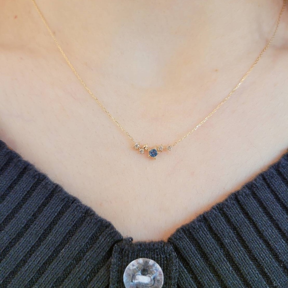 【me.luxe】K10星星藍拓帕鑽石5分鍊