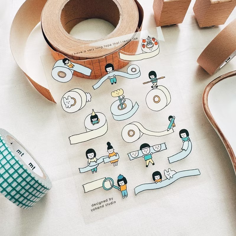 右手超人｜透明割型小貼紙｜膠帶的想像