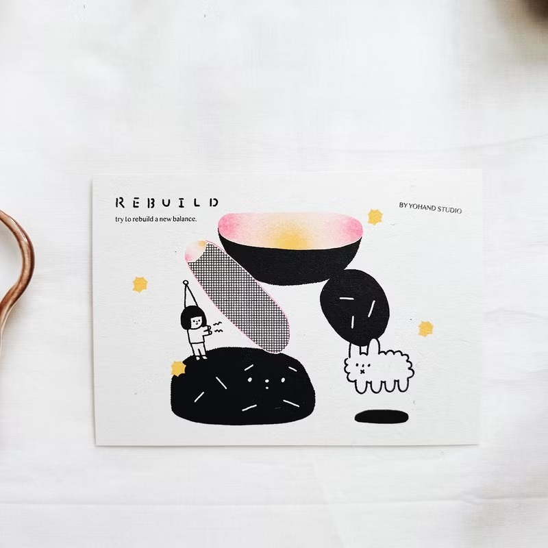 右手超人｜孔版印刷明信片｜Rebuild