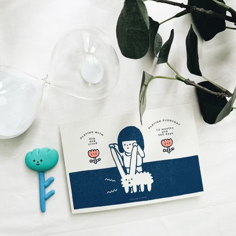 右手超人｜孔版印刷明信片｜和狗狗雲玩