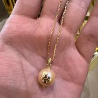 [S] TORY BURCH ROPE PEARL CHAIN NECKLACE,ROSE, 143338-666 (STB655)