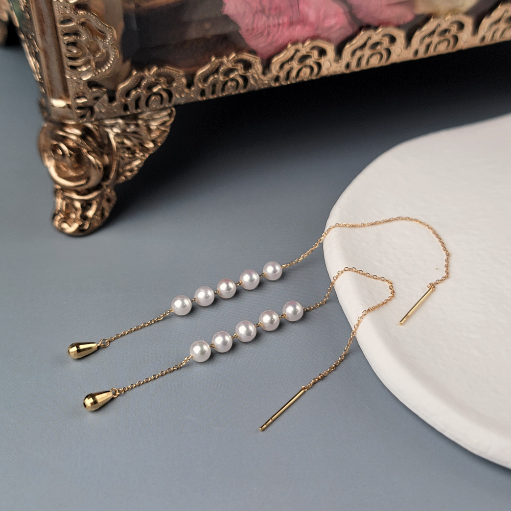 【me.luxe】K18珍珠點點金錐耳鍊