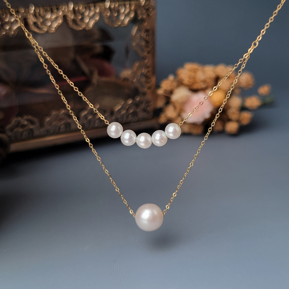 【me.luxe】K18珍珠伴月項鍊8+4mm