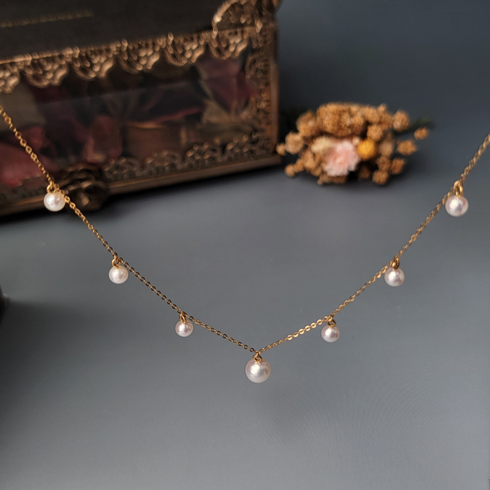 【me.luxe】K18珍珠點點項鍊6+4mm