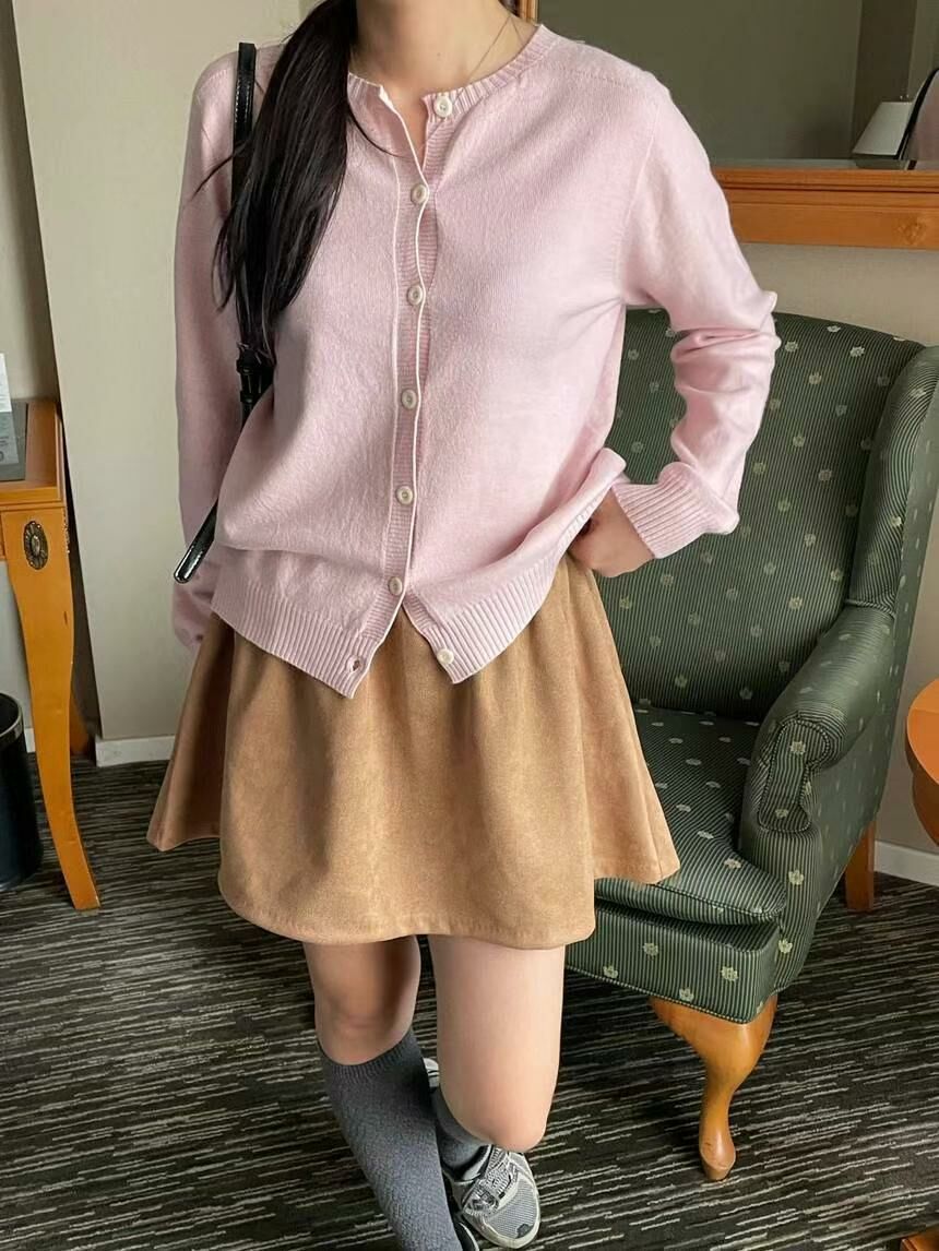 基礎必入!!圓領針織外套(粉紅色)