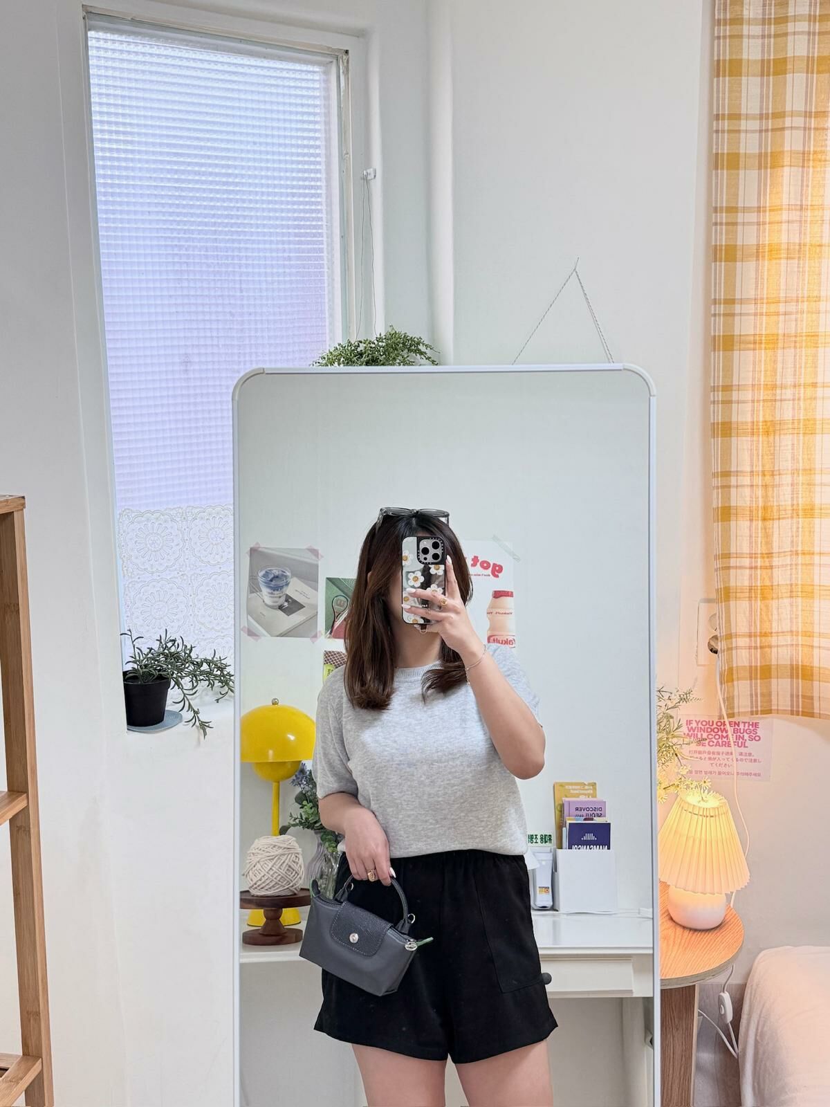 圓領超薄針織短袖上衣(灰色)