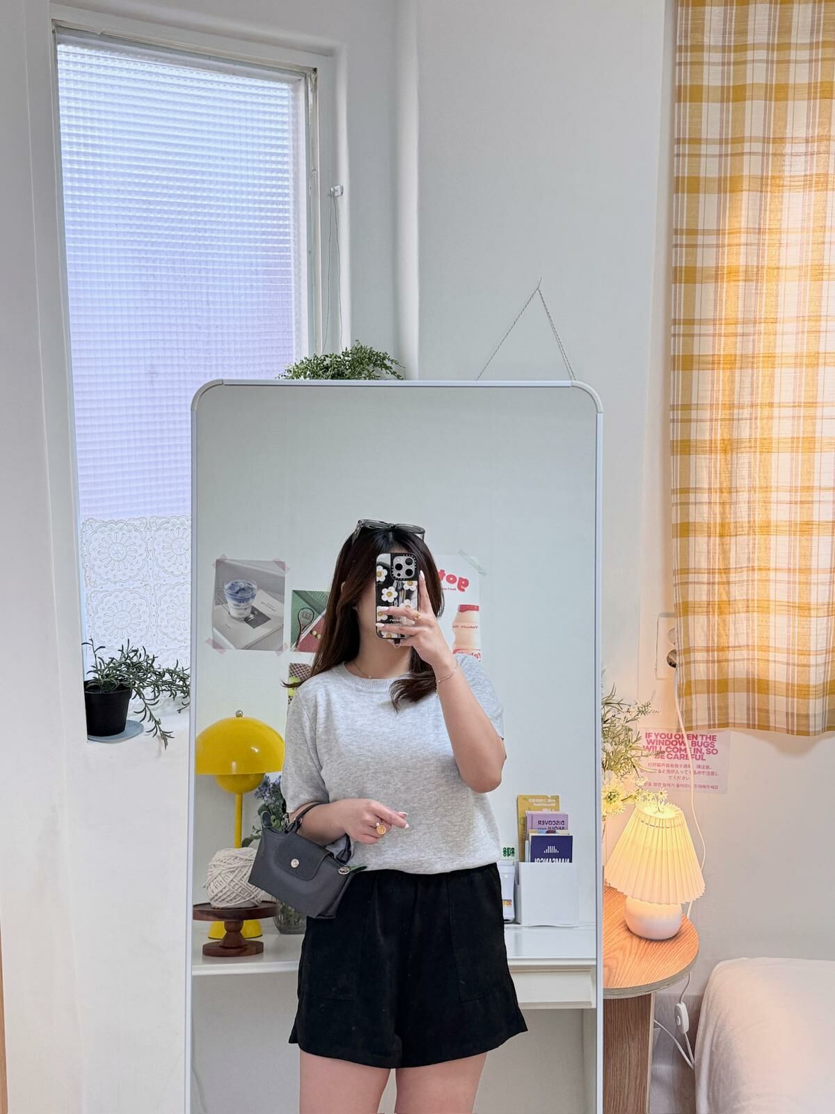 圓領超薄針織短袖上衣(灰色)