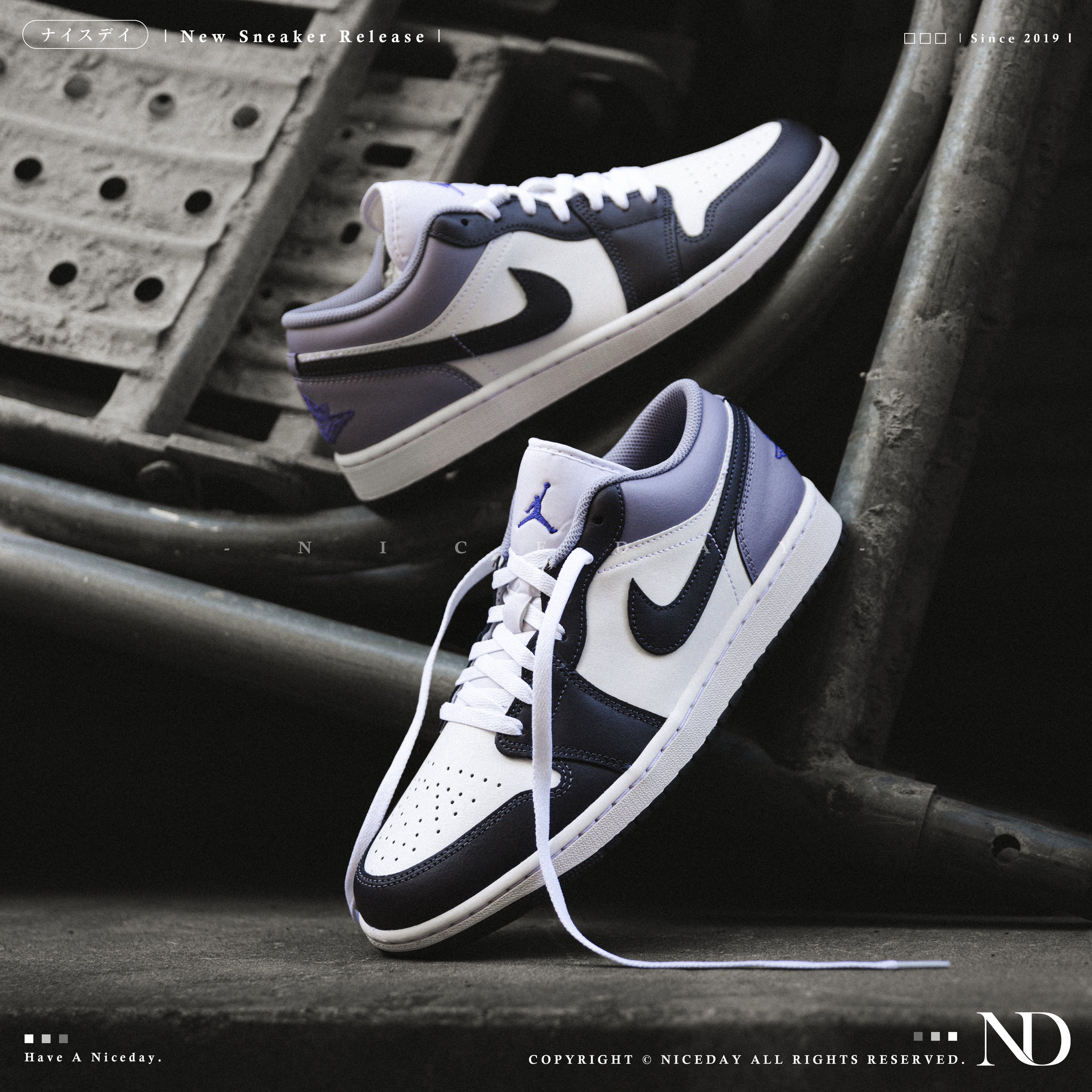 NICEDAY 現貨 Air Jordan 1 Low 白葡萄 白紫 男款 553558-145