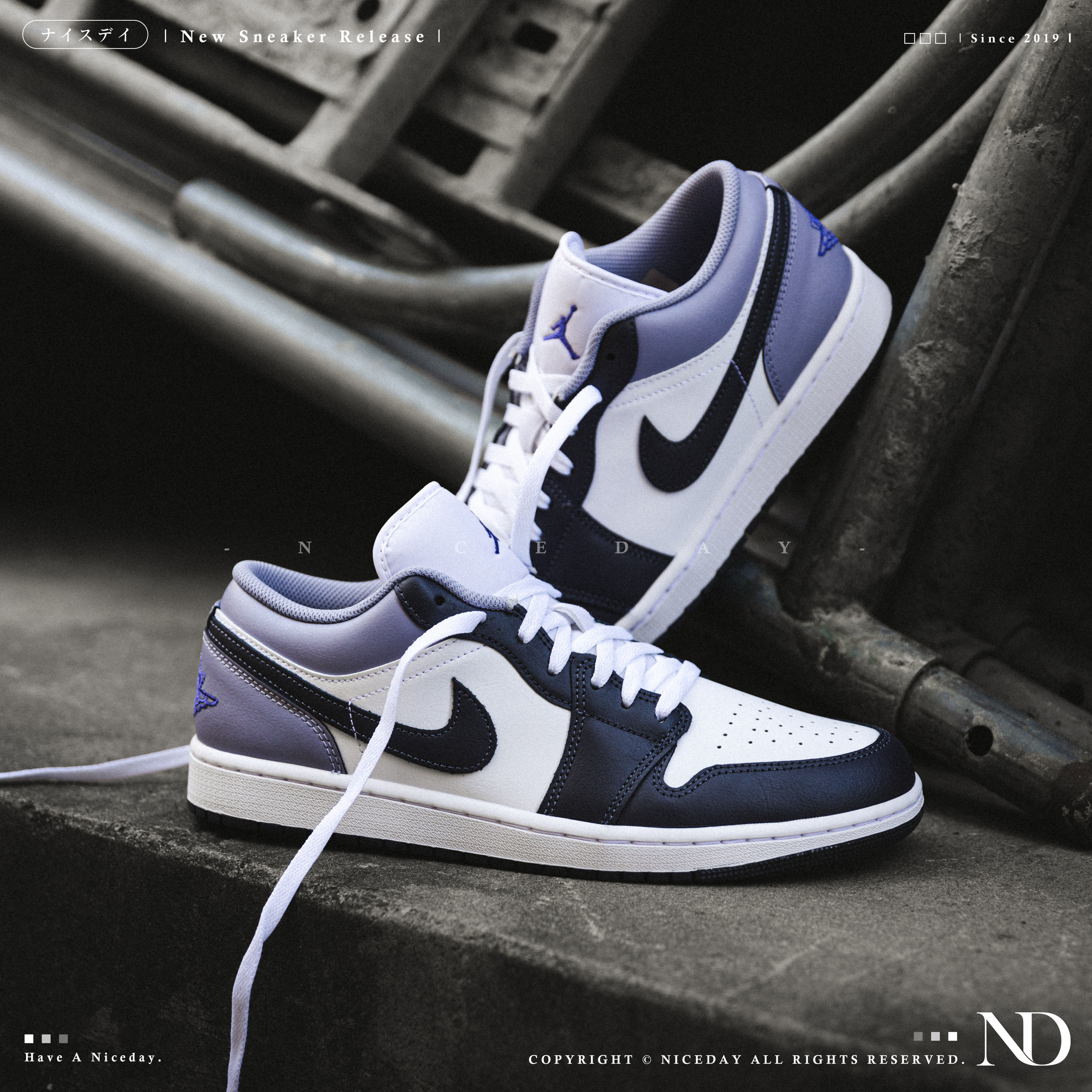 NICEDAY 現貨 Air Jordan 1 Low 白葡萄 白紫 男款 553558-145