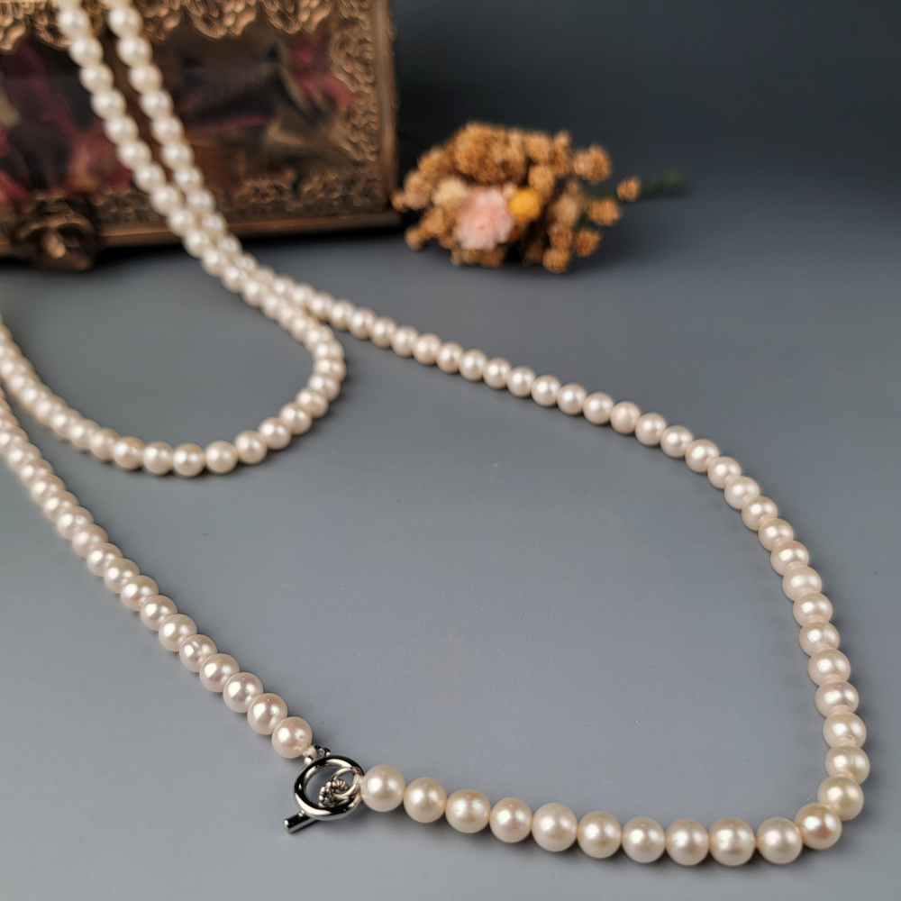 【me.luxe】珍珠OT扣長鍊5.5mm