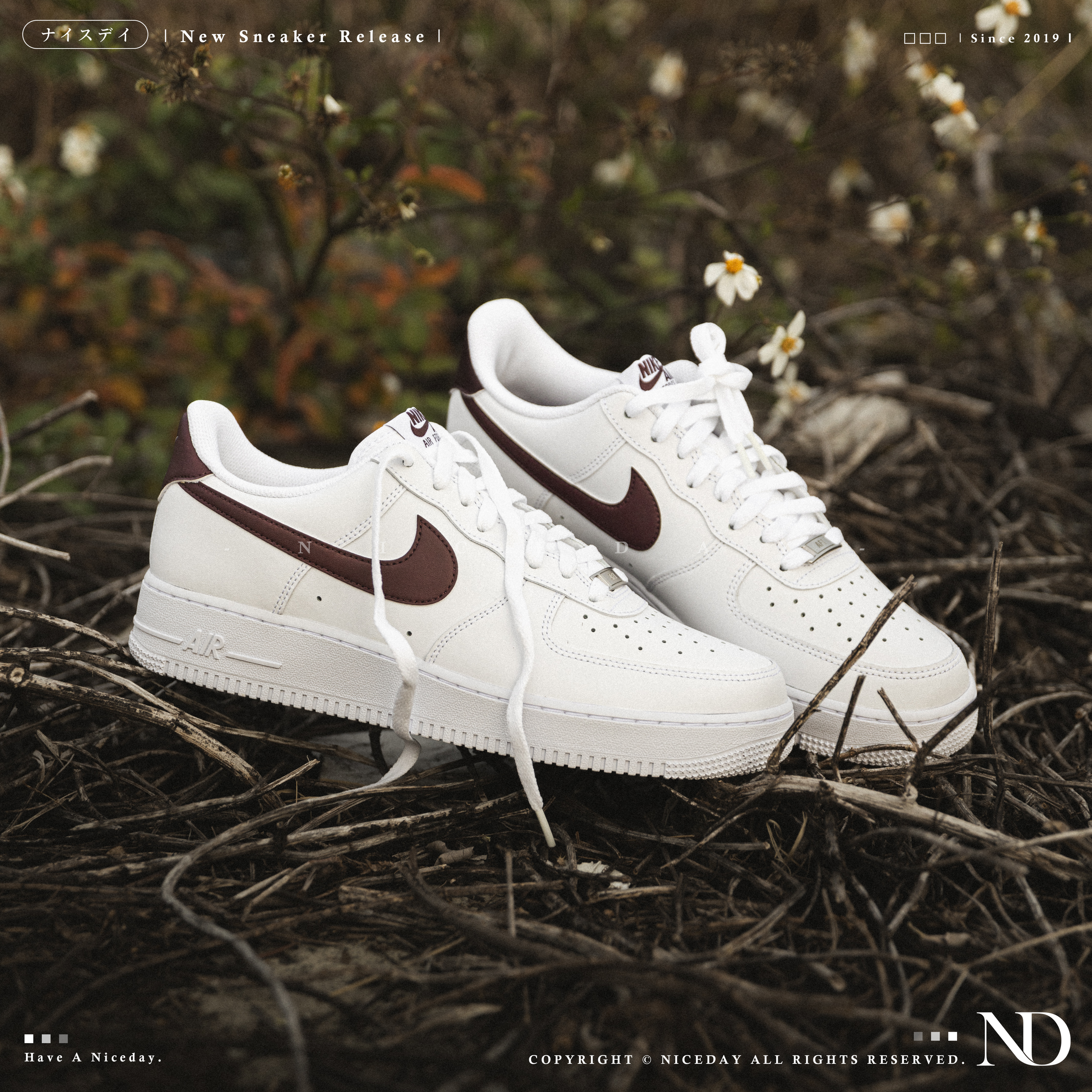 NICEDAY 現貨 Nike Air Force 1 酒紅 白 男款 FJ4146-112