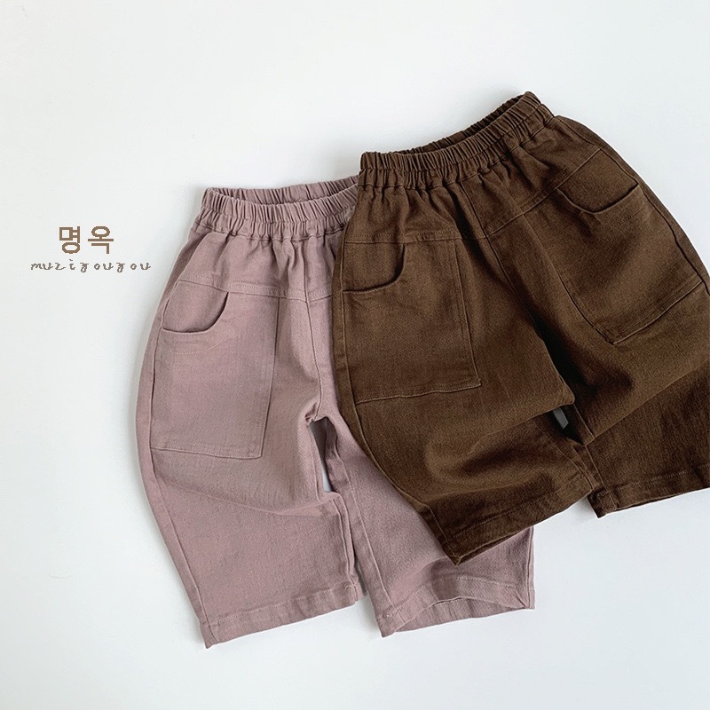 鬆緊腰寬寬方口袋褲  ⁺₊