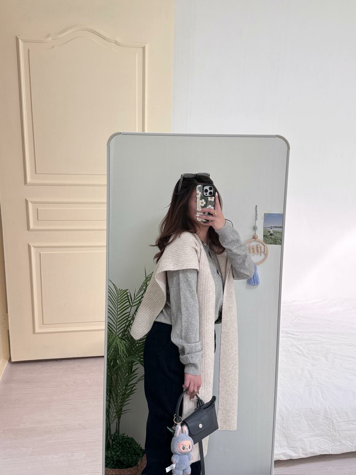 直紋披肩頸巾(杏色)