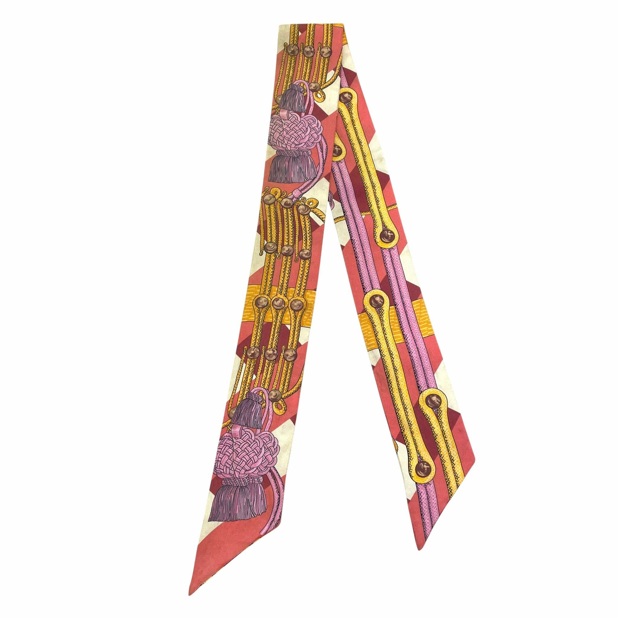 95%NEW二手HERMES TWILLY 絲巾 紅色/黃色/粉色 #香榭站正品