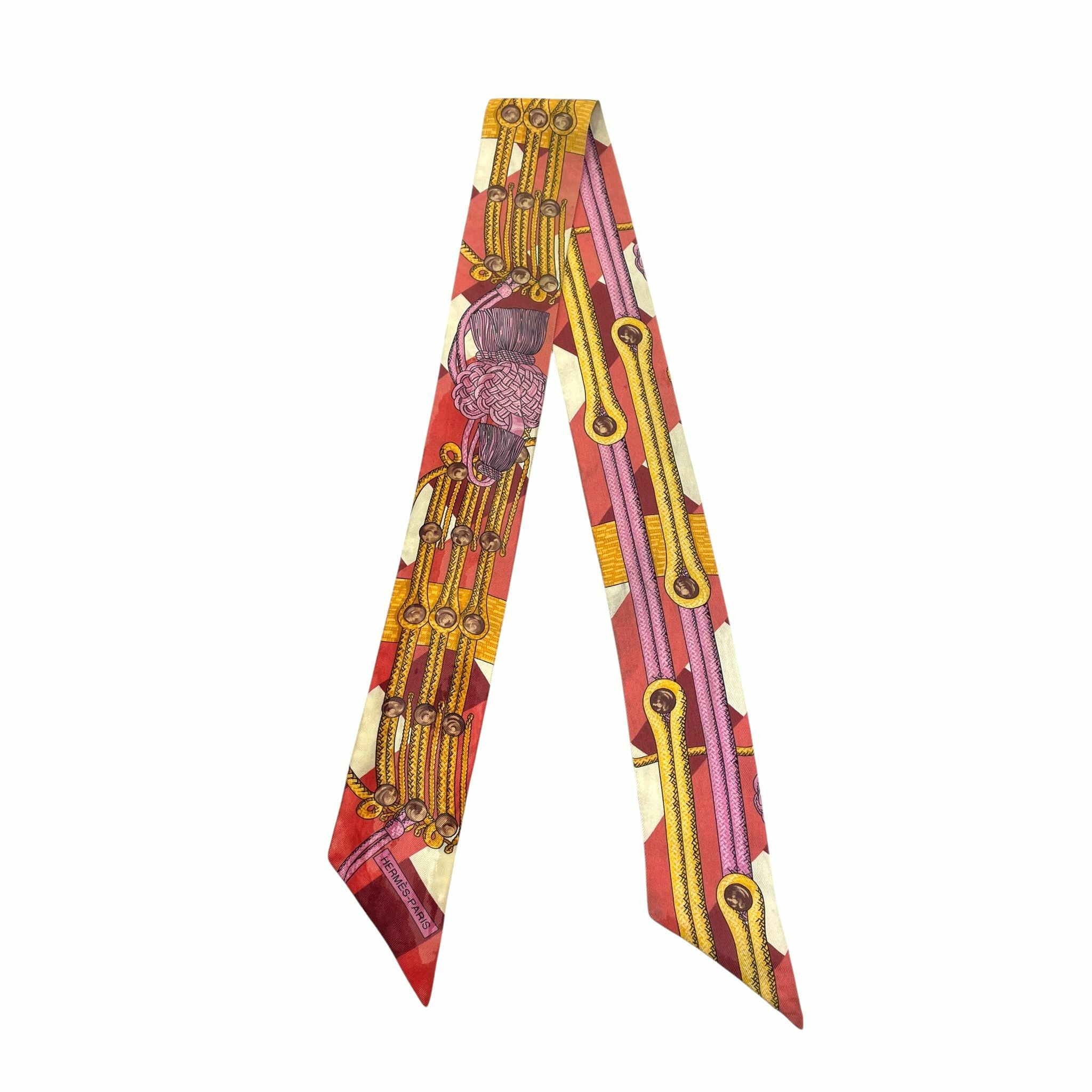 95%NEW二手HERMES TWILLY 絲巾 紅色/黃色/粉色 #香榭站正品