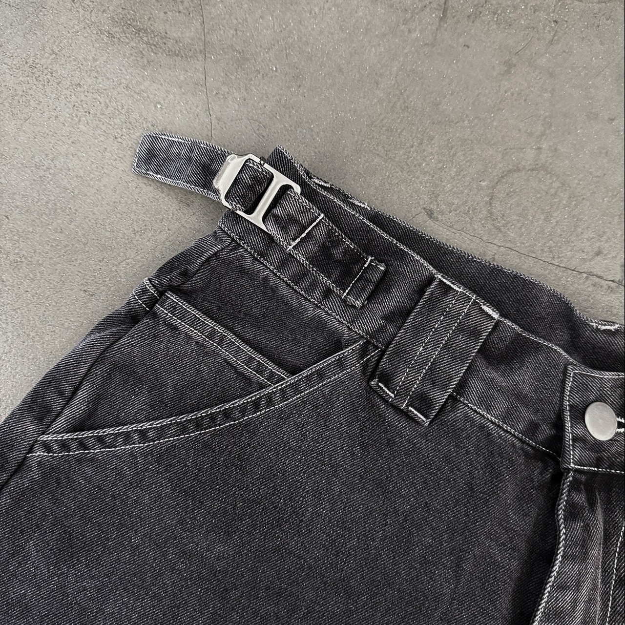 黑系水洗七分報童褲褲 68867