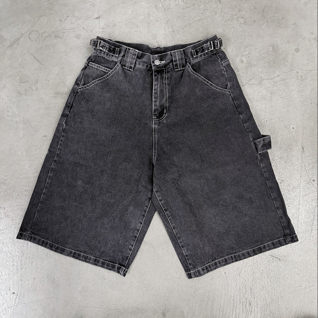 黑系水洗七分報童褲褲 68867