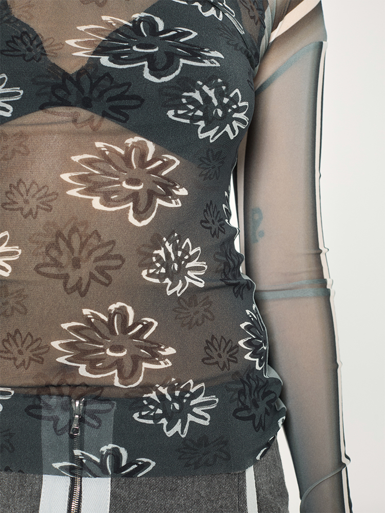 Long Sleeve Mesh Top