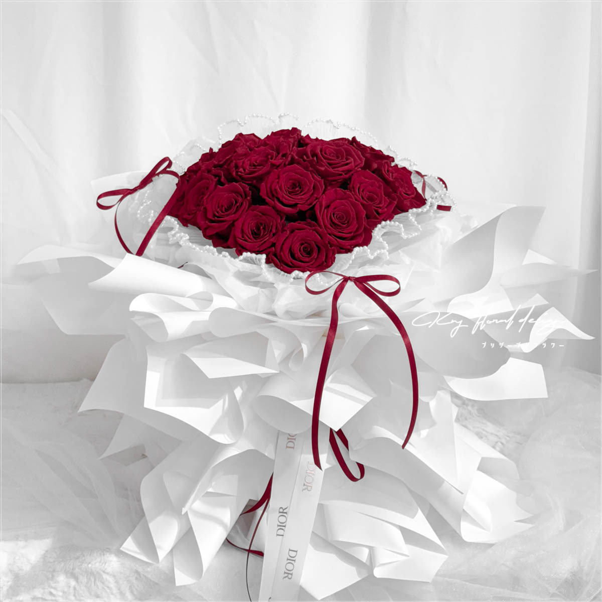 【門市自取限定】20朵愛心永生玫瑰花束