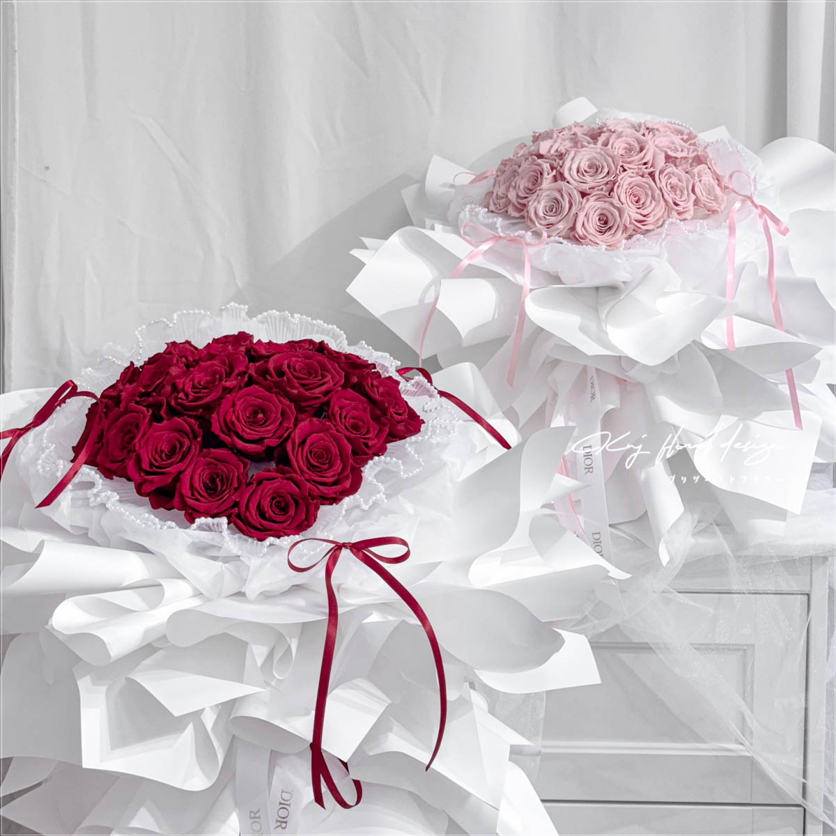 【門市自取限定】20朵愛心永生玫瑰花束