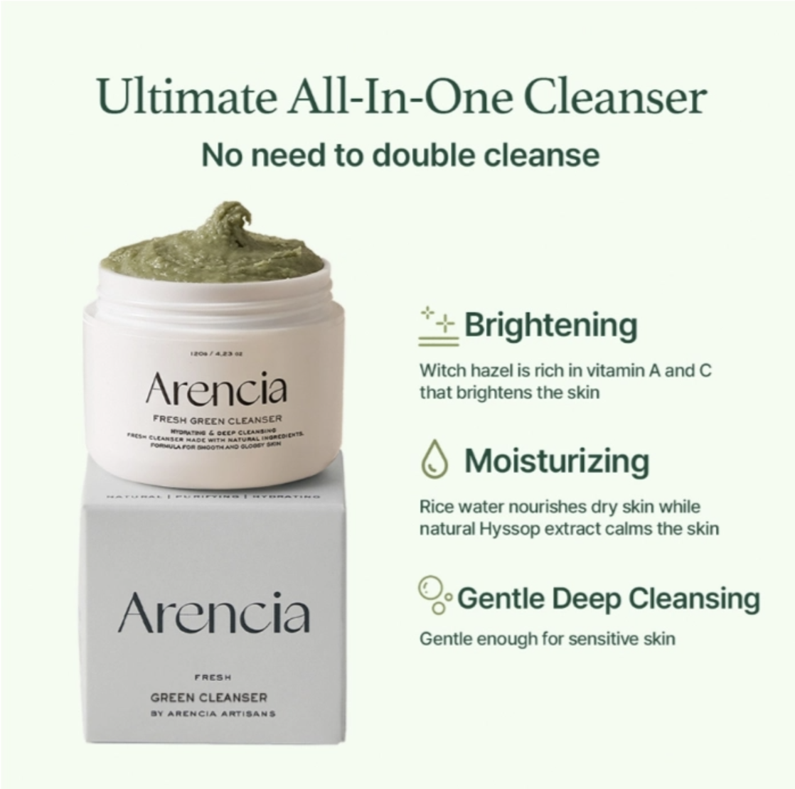 韓國連線 ARENCIA FRESH GREEN年糕潔面乳（K1 MA430）