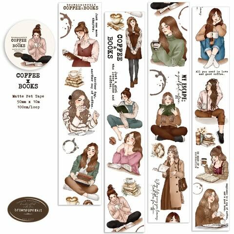 Brownpaperkit tape - Coffee X Books PET