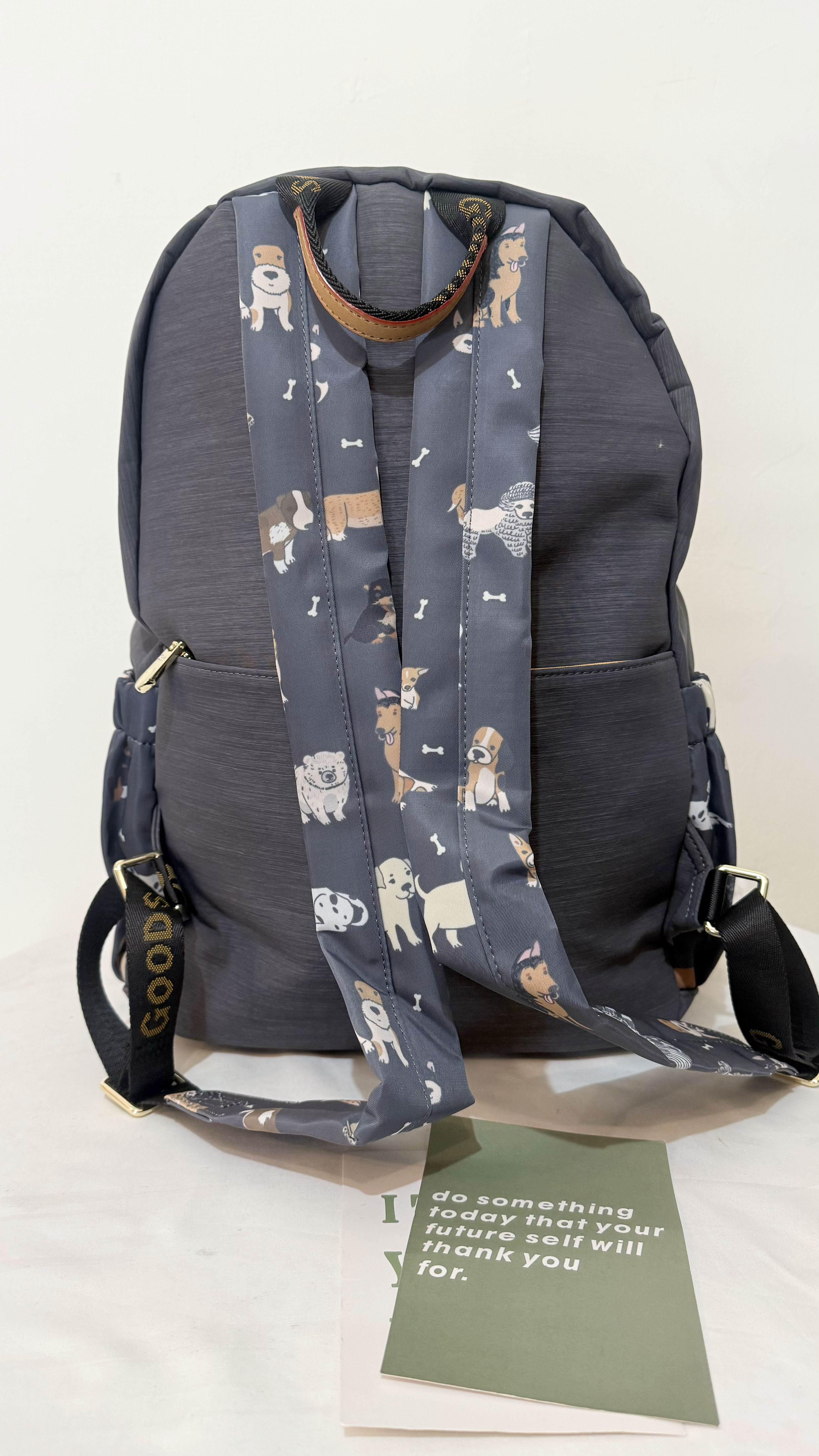 GOODS 灰色狗狗尼龍防潑水後背包 #2627