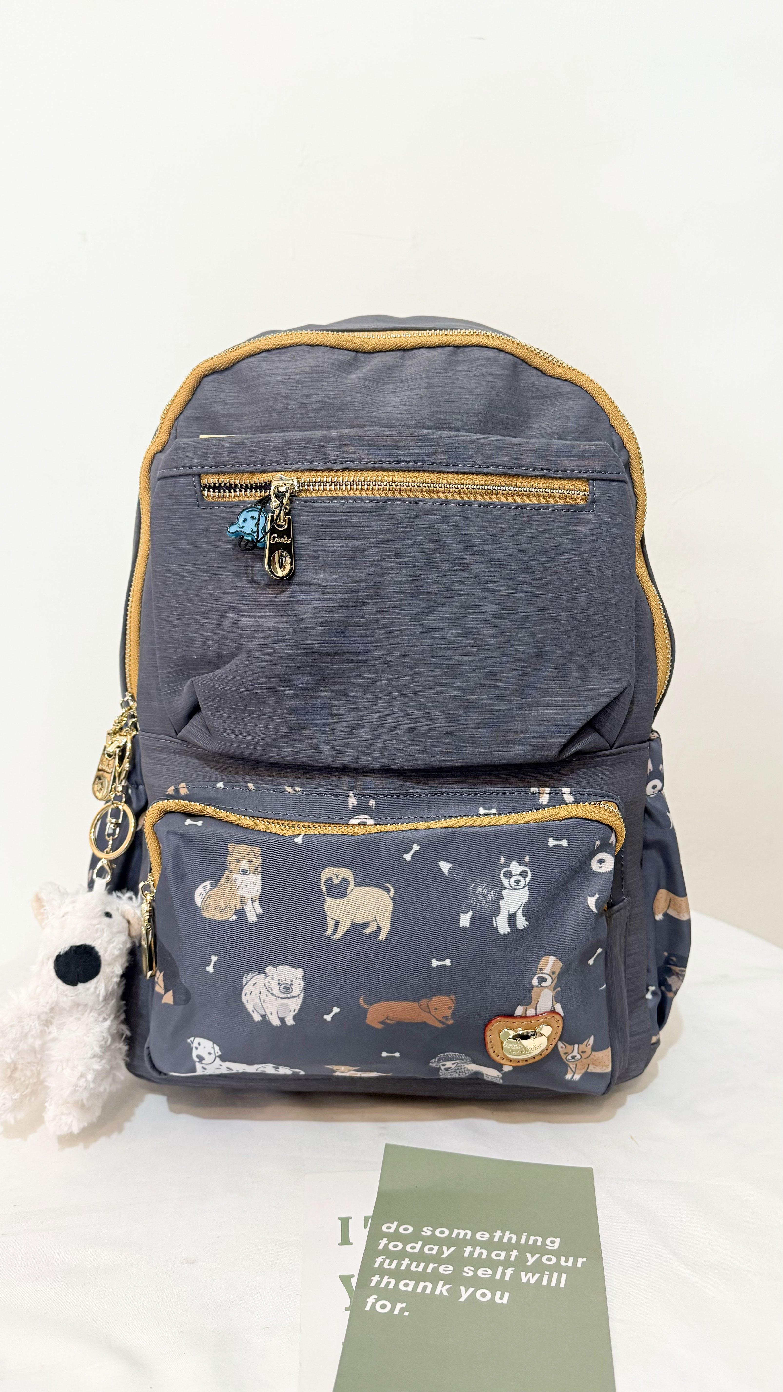 GOODS 灰色狗狗尼龍防潑水後背包 #2627