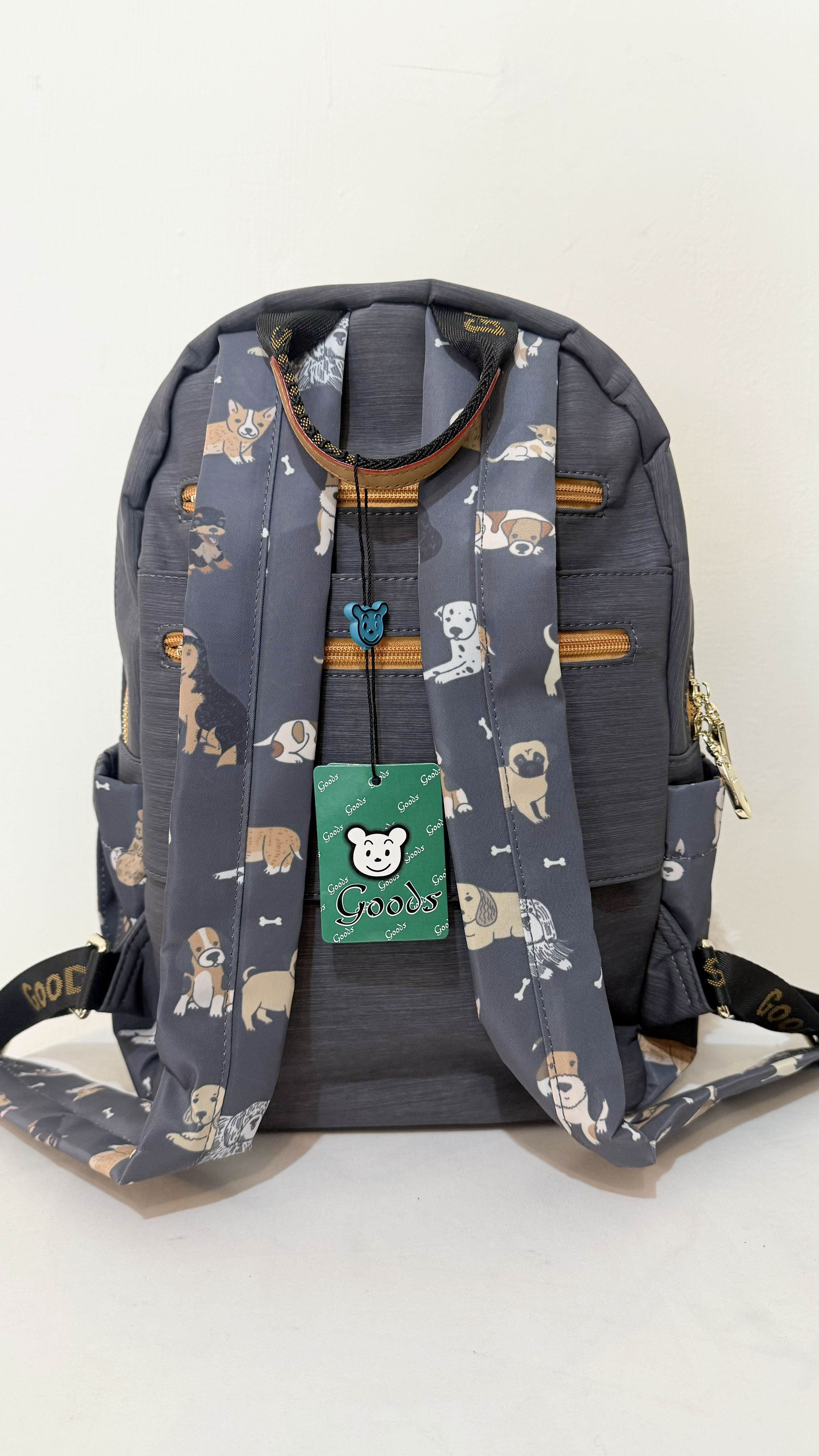 GOODS 灰色狗狗尼龍防潑水後背包  #2847