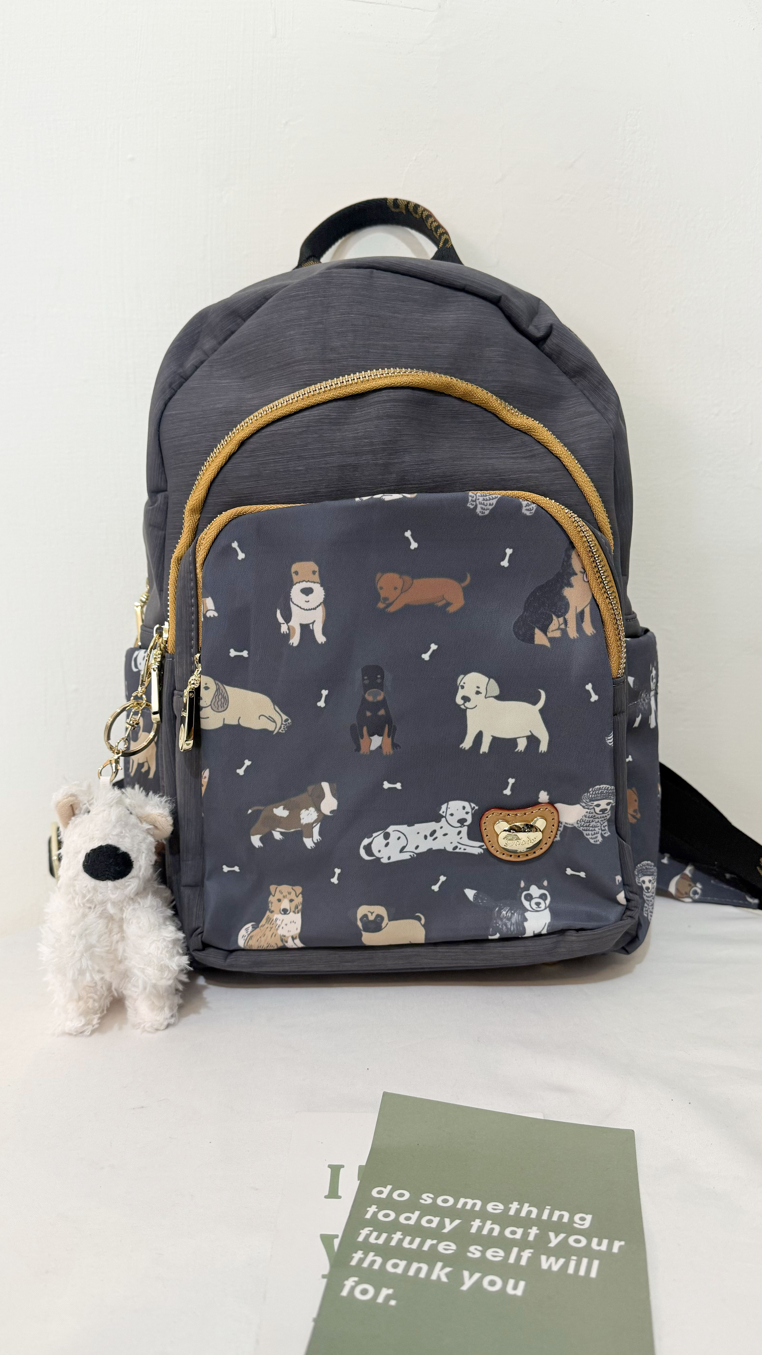 GOODS 灰色狗狗尼龍防潑水後背包  #2847