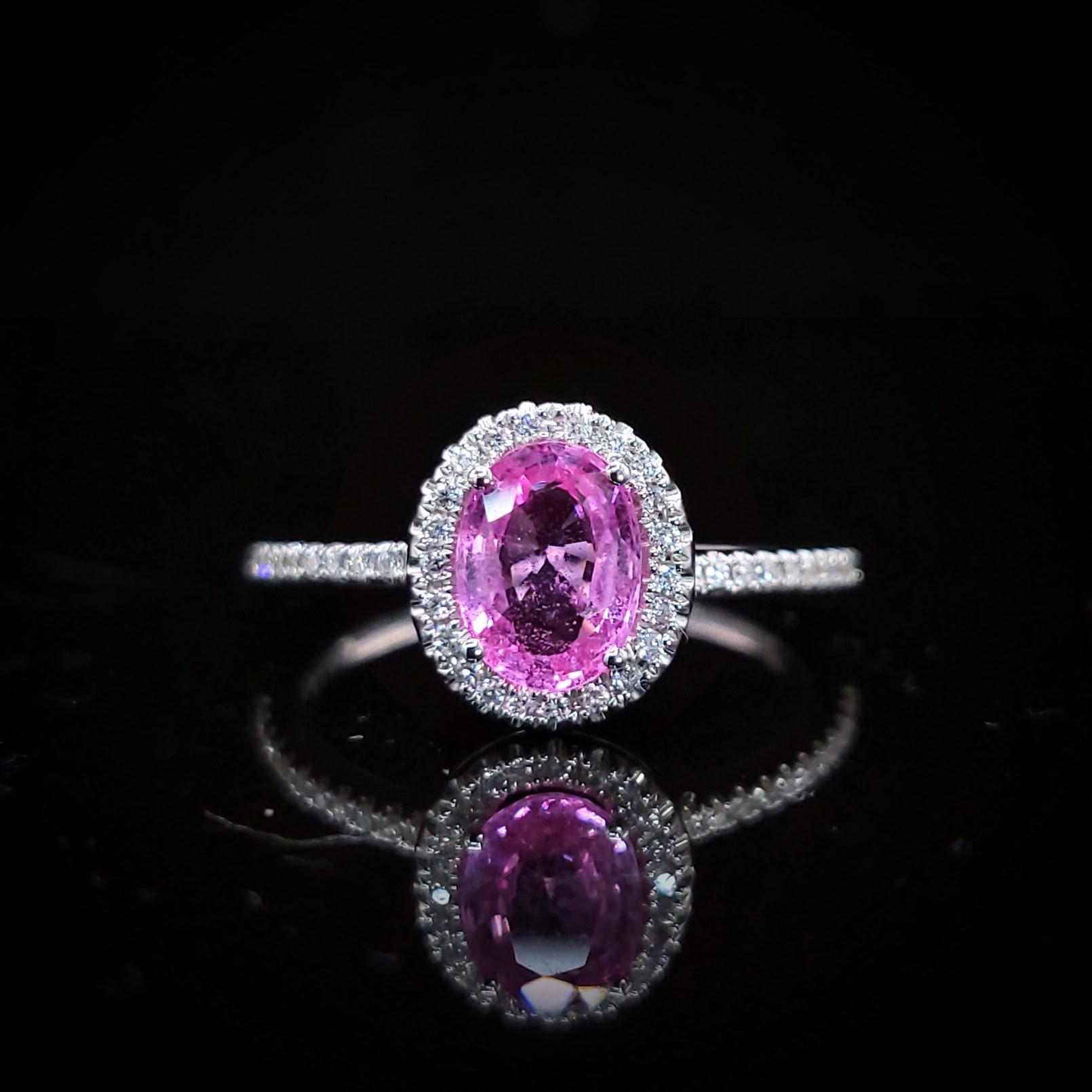 18K White Gold 0.96ct Sapphire and Diamond Ring