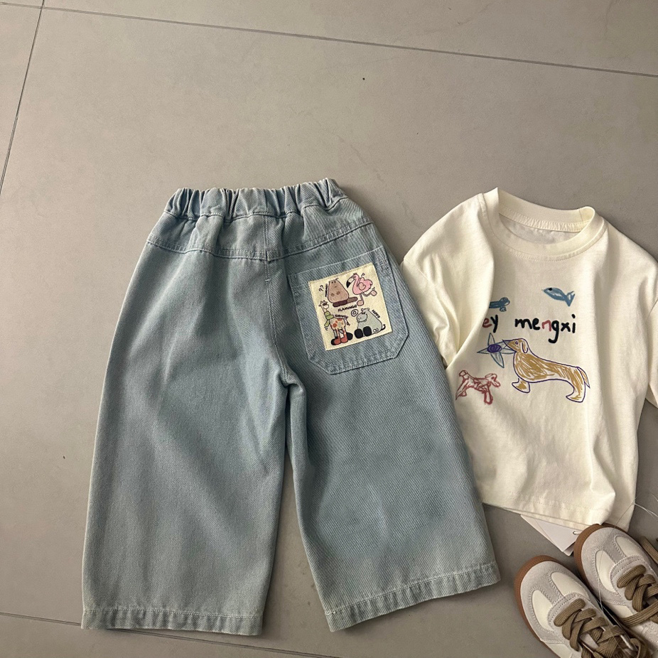 韓系卡通口袋牛仔褲