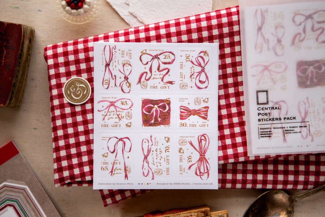 Ours - Ribbon Bow Stamp Sticker