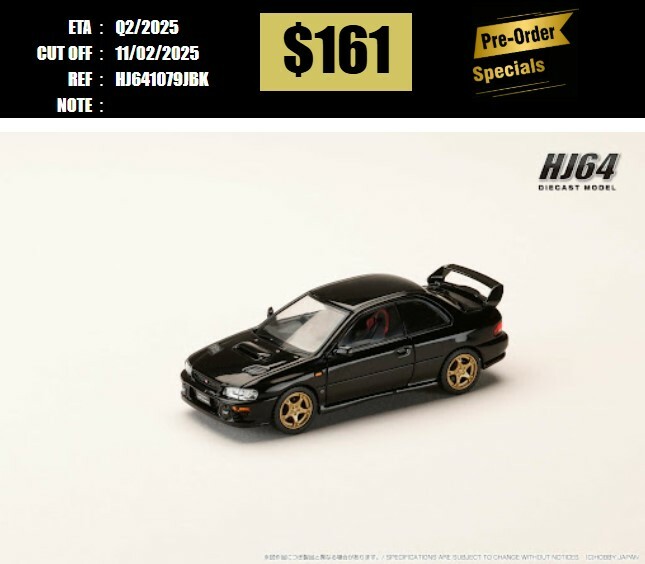 PO-$161 * HOBBY JAPAN * 1:64 SUBARU Impreza PURE SPORTS COUPE WRX type R STi Version ⅤWR Type Front Bumper BLACK HJ641079JBK [OD18/01]