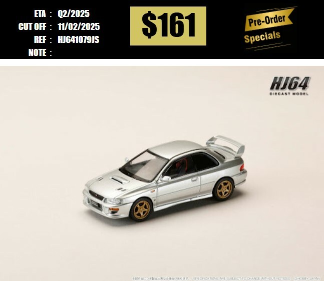 PO-$161 * HOBBY JAPAN * 1:64 SUBARU Impreza PURE SPORTS COUPE WRX type R STi Version ⅤWR Type Front Bumper SILVER HJ641079JS [OD18/01]